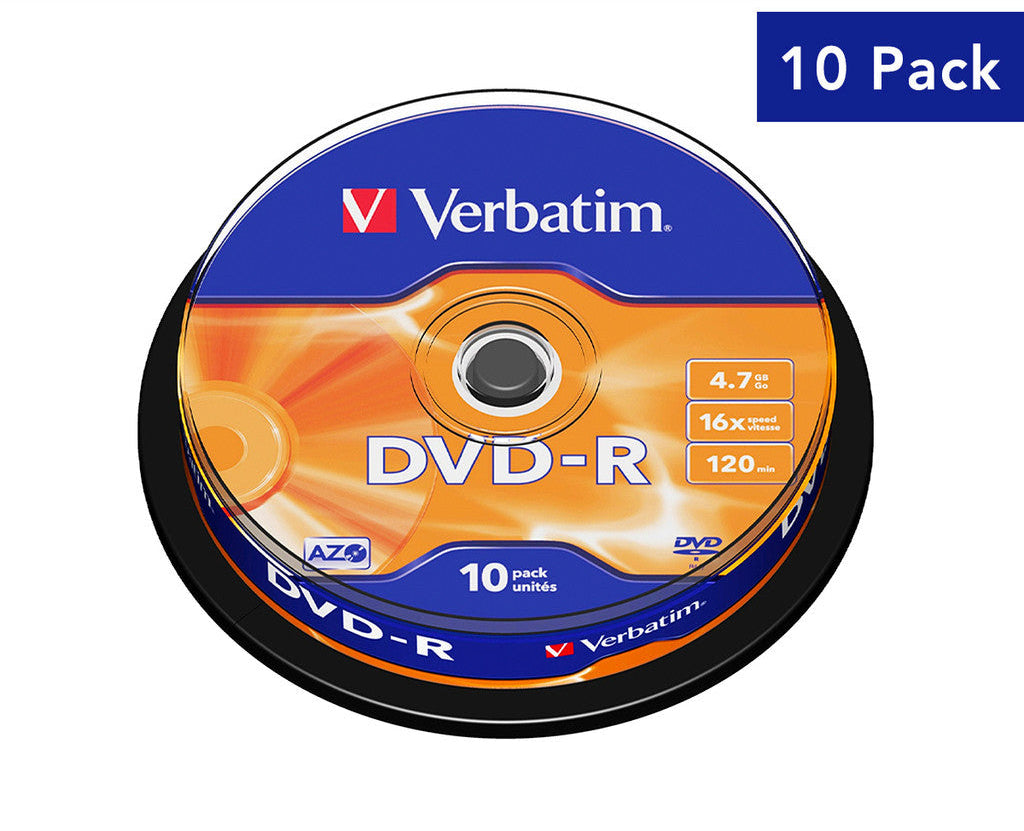Verbatim DVD-R 4.7GB 16X 120min Blank Recordable Discs [10pcs]