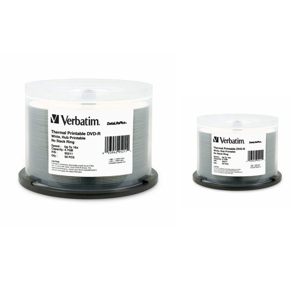Verbatim DVD-R Thermal Printable Wide White 4.7GB 16X  AZO Disc [50pcs]