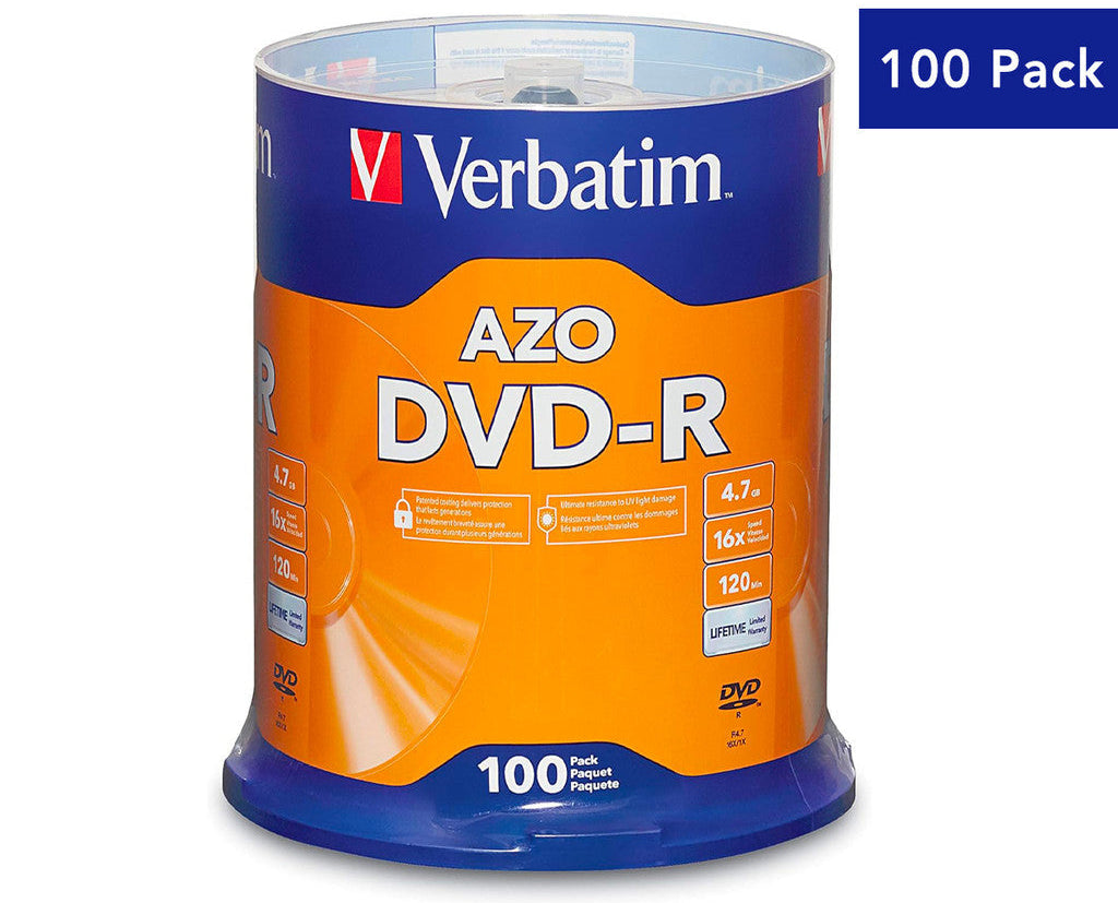 Verbatim DVD-R AZO 4.7GB 16X 120min Blank Recordable Disc [100pcs]