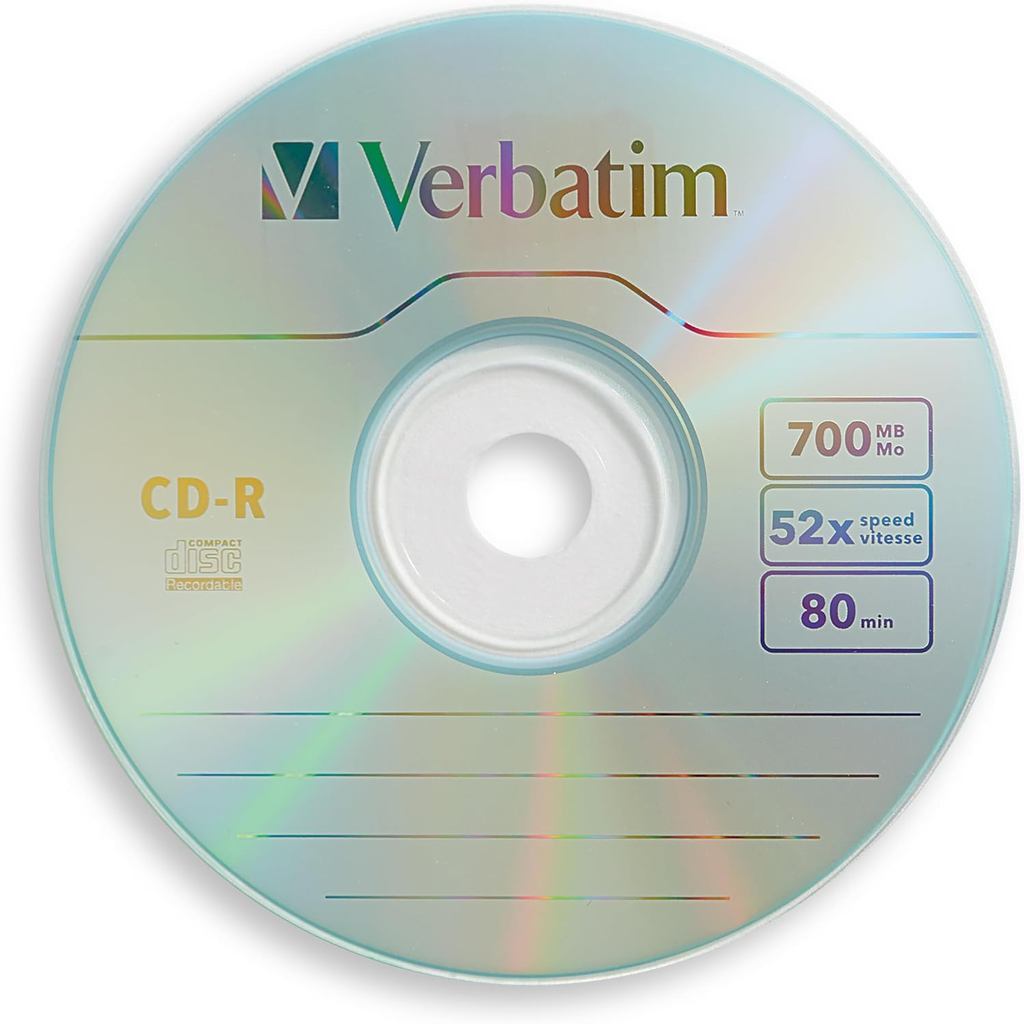 Verbatim CD-R Printable Silver Surface 700MB 52X 80min Inkjet Disc [50 Pcs]