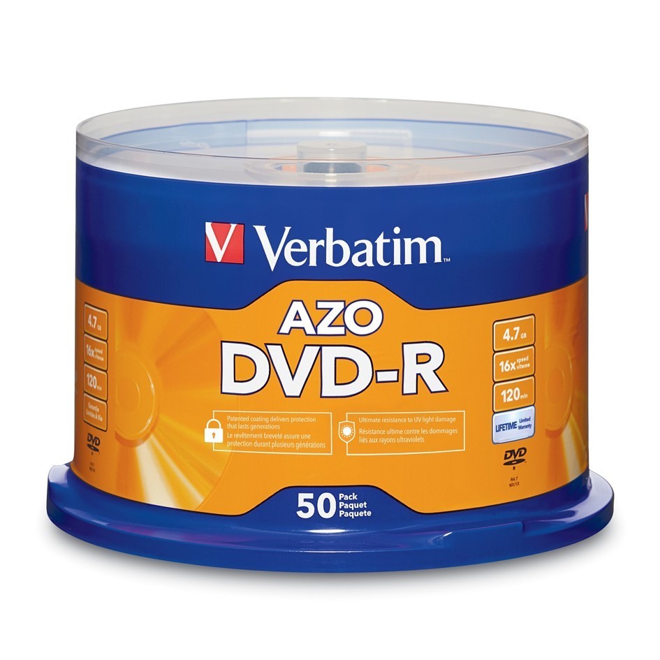 Verbatim DVD-R 4.7GB 16X 120min Blank Recordable Discs [50pcs]