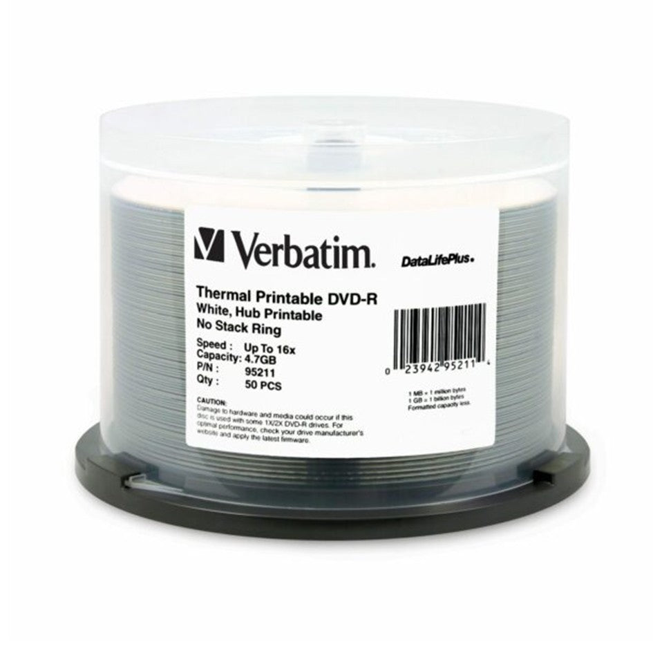 Verbatim DVD-R Thermal Printable Wide White 4.7GB 16X  AZO Disc [50pcs]