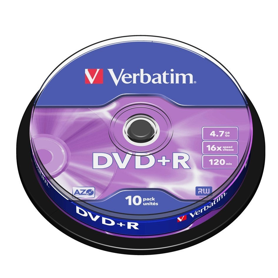 Verbatim DVD+R 4.7GB 16X 120min Blank Recordable Disc [10pcs]