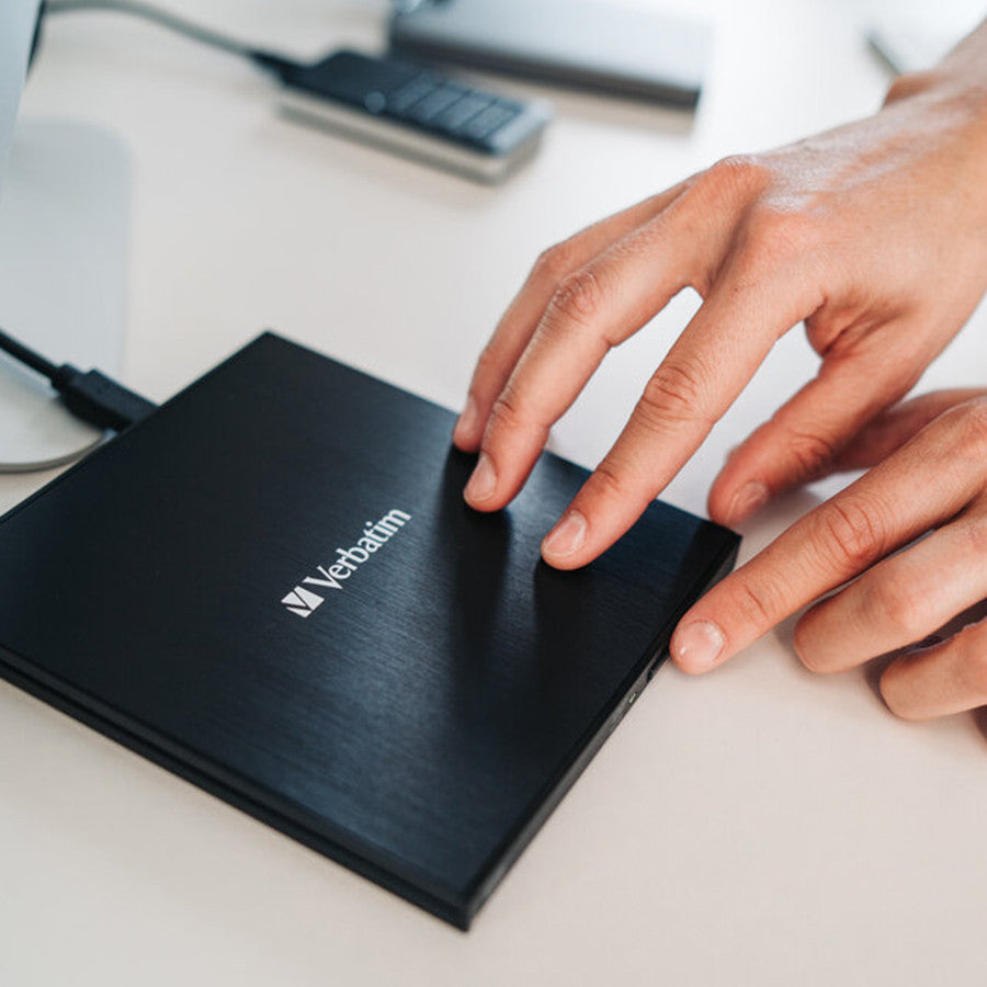 Verbatim External Slim Blu-ray Writer with USB-C/A BD DVD CD Burner Portable Drive