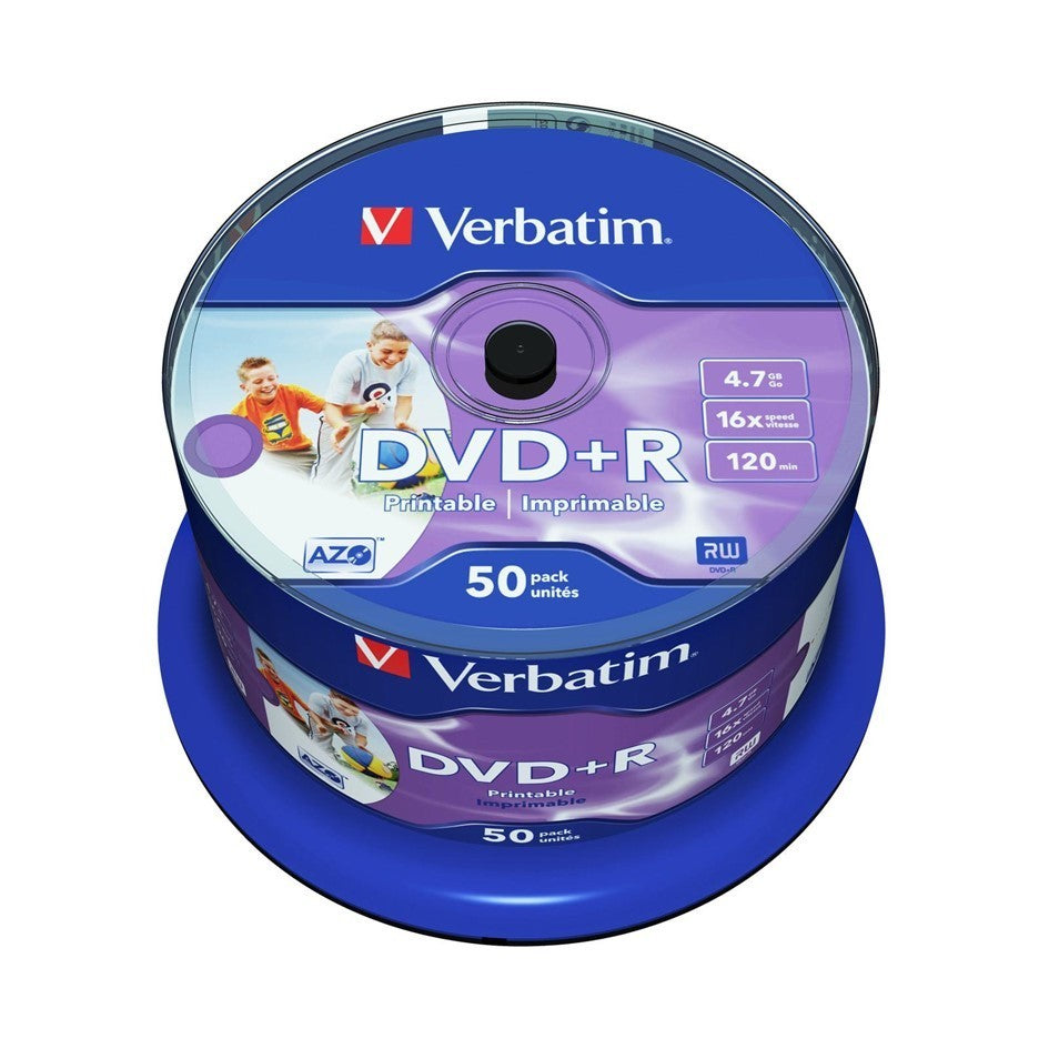 Verbatim DVD+R Printable 4.7GB 16X 120min Blank Disc [50pcs]