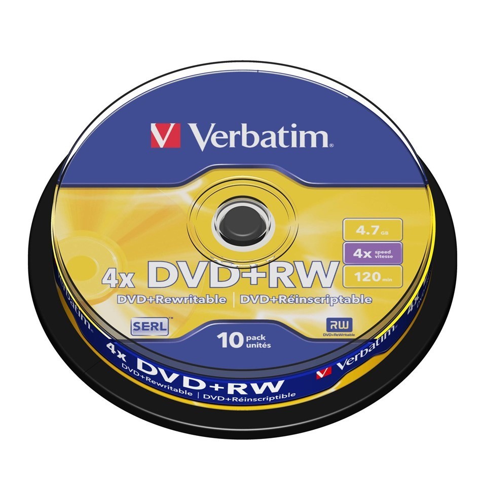 Verbatim DVD+RW 4.7GB 4X 120min Rewritable Disc [10pcs]