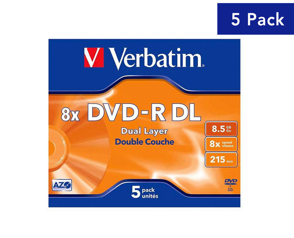 Verbatim DVD-R DL 8.5GB 8X Dual Layer 215min Individually Packed [5pcs]