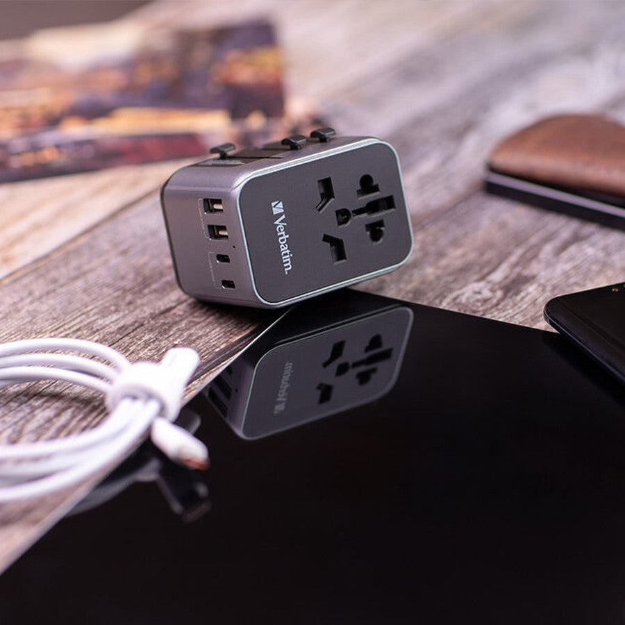 Verbatim 45W Universal Travel Adapter 4 USB Ports including USB-C [EU/UK/US/AU Plug]
