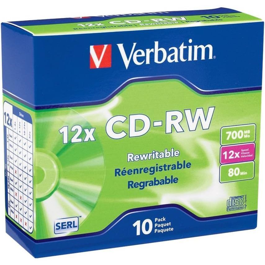 Verbatim CD-RW 700MB 12X 80min Rewritable Disc [10pcs]