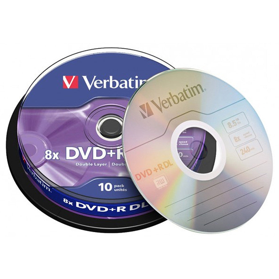 Verbatim DVD+R DL 8.5GB 8X Dual Layer 240min Blank Recordable Disc [10pcs]