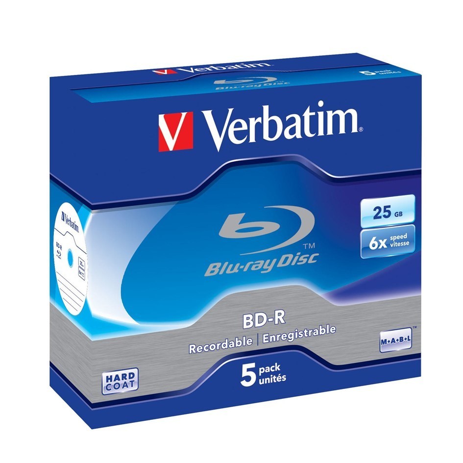 Verbatim BD-R 25GB 6X Blu-ray Recordable Disc Jewel Case [5pcs]