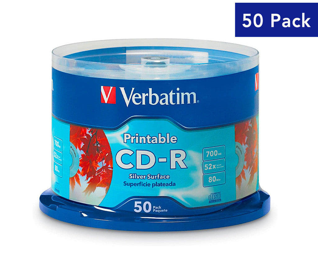 Verbatim CD-R Printable Silver Surface 700MB 52X 80min Inkjet Disc [50 Pcs]