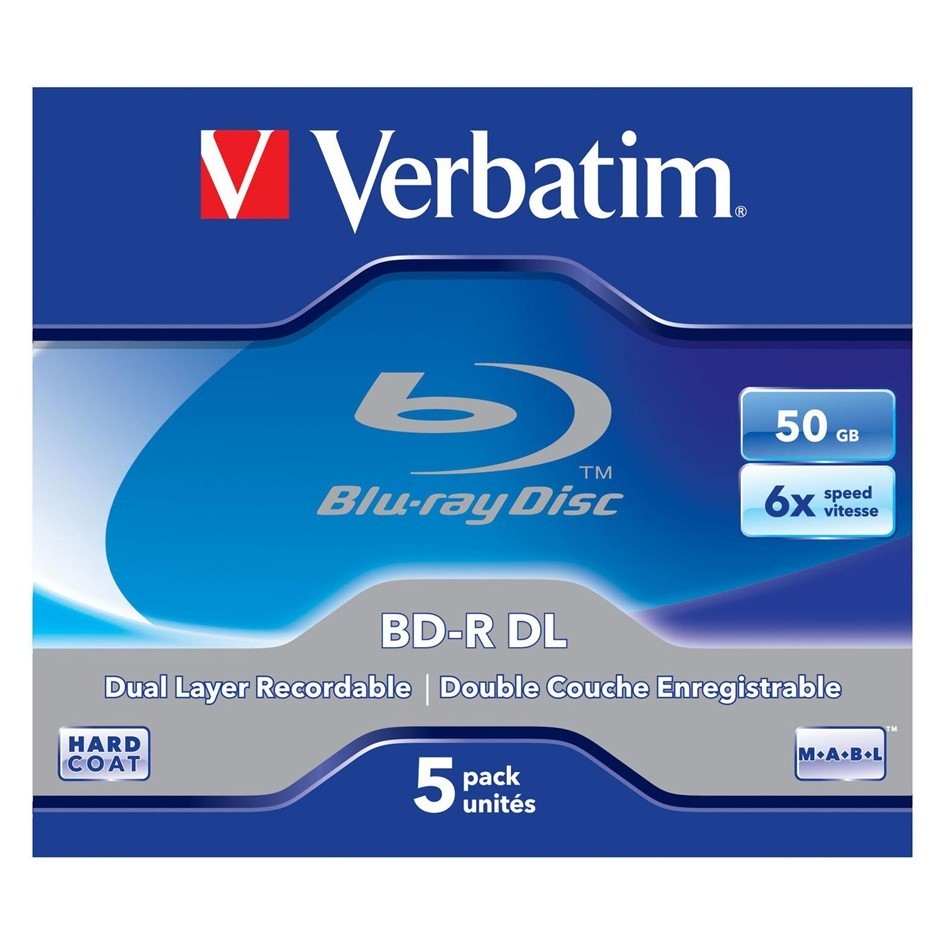 Verbatim BD-R DL 50GB 6X Blu-ray Dual Layer Jewel Case [5pcs]