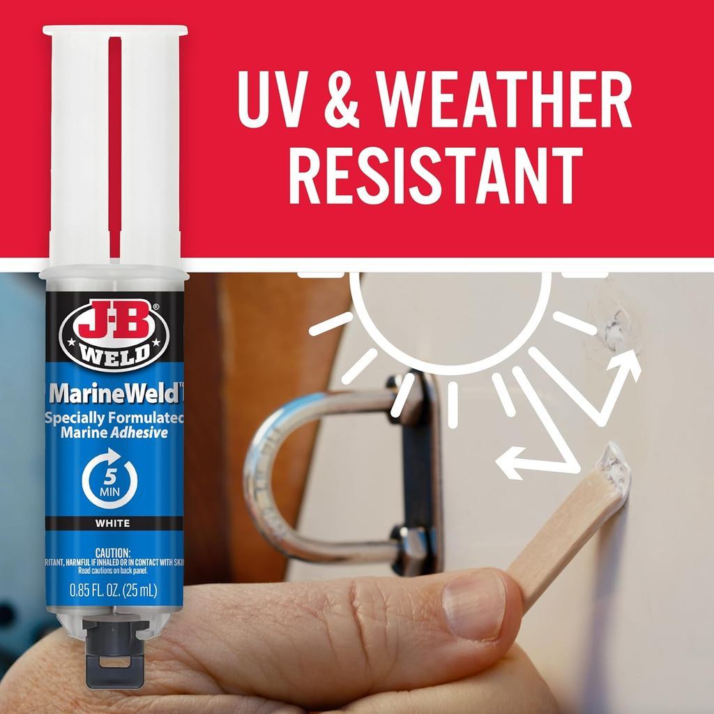 J-B Weld MarineWeld Epoxy Syringe [25ml] – Waterproof Adhesive & White Sealant