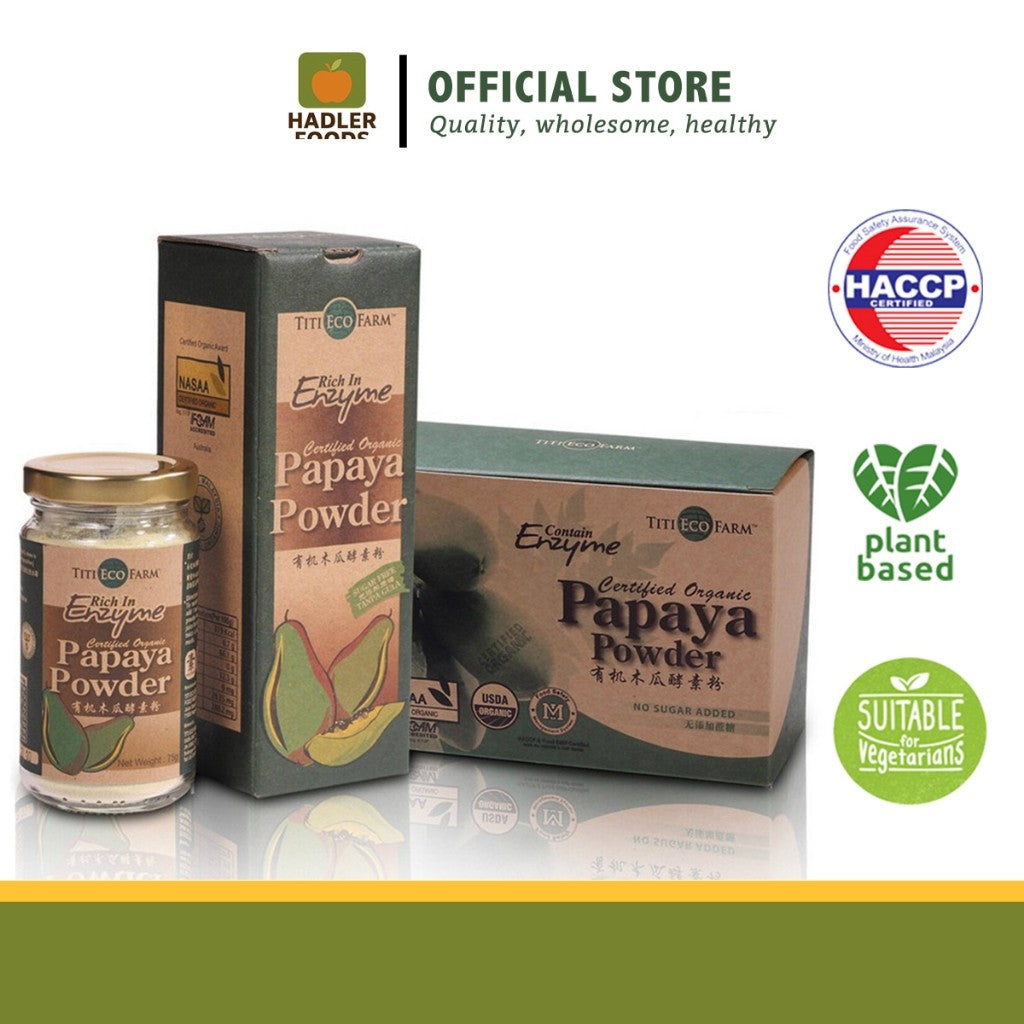 Titi Eco Farm Certified Organic Papaya Powder with Papain Enzyme [Bottle/Sachets]