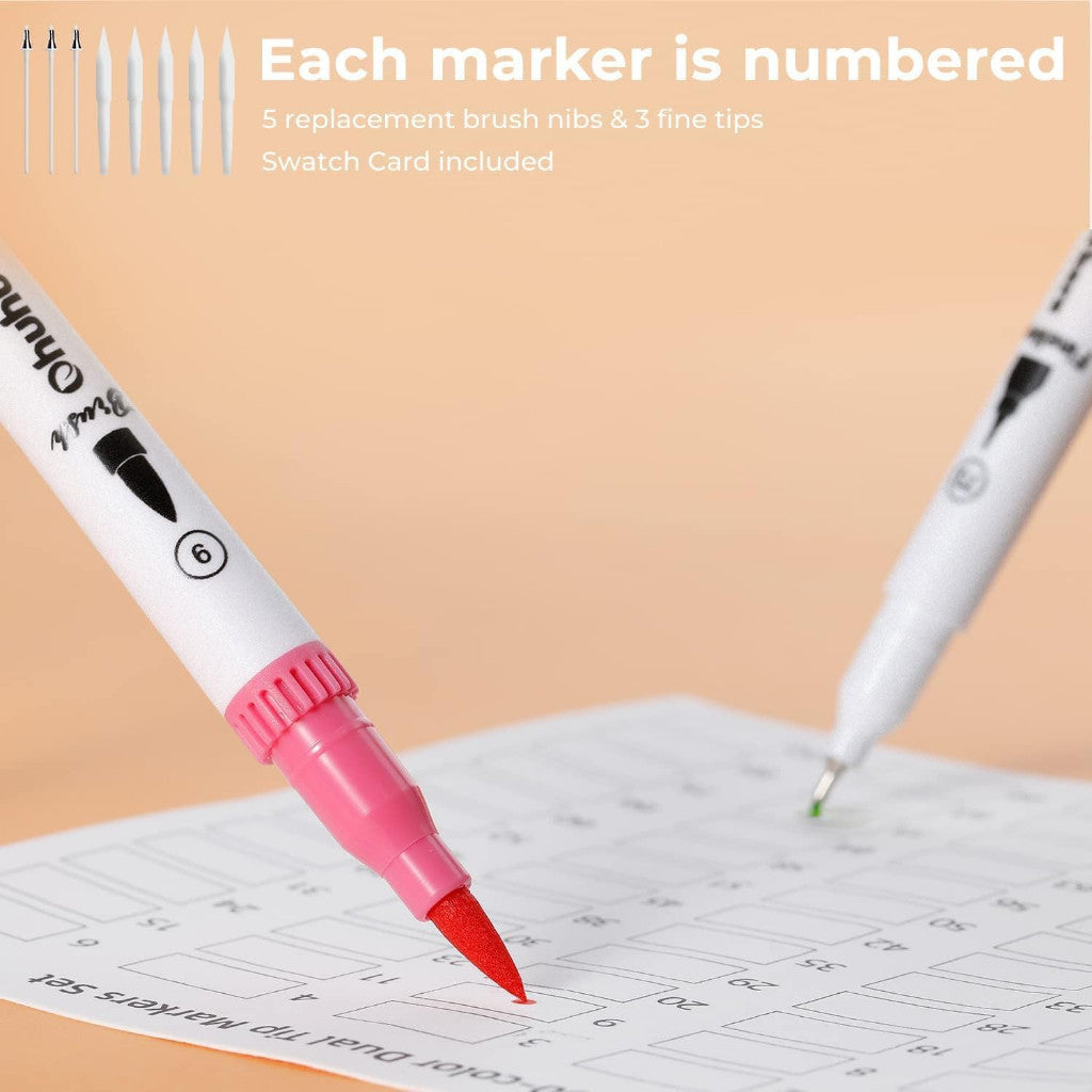 Ohuhu Water Based Dual Tips Markers with Carrying Case [60 - 160]
