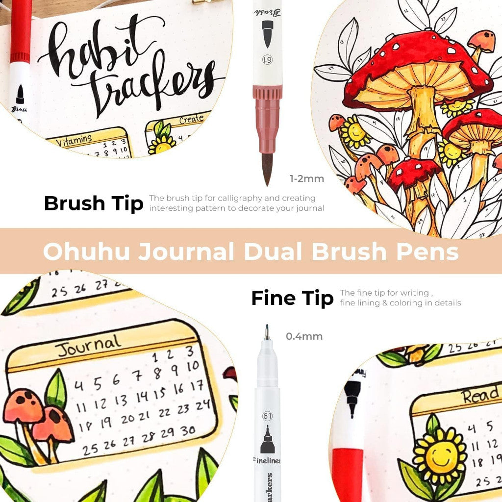 Ohuhu Water Based Dual Tips Markers with Carrying Case [60 - 160]