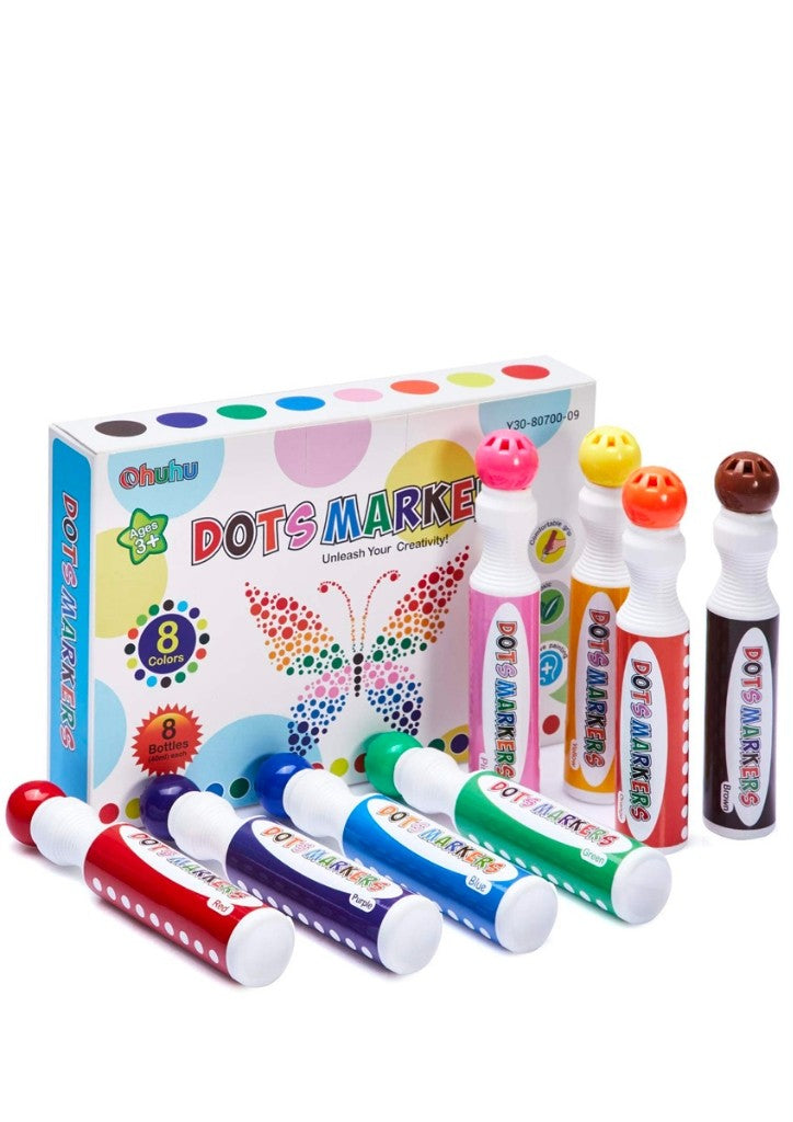 Ohuhu Dot Paint Markers Kit, 8 Colors (40 Ml, 1.41 Oz.) [Water-Based Non-Toxic]
