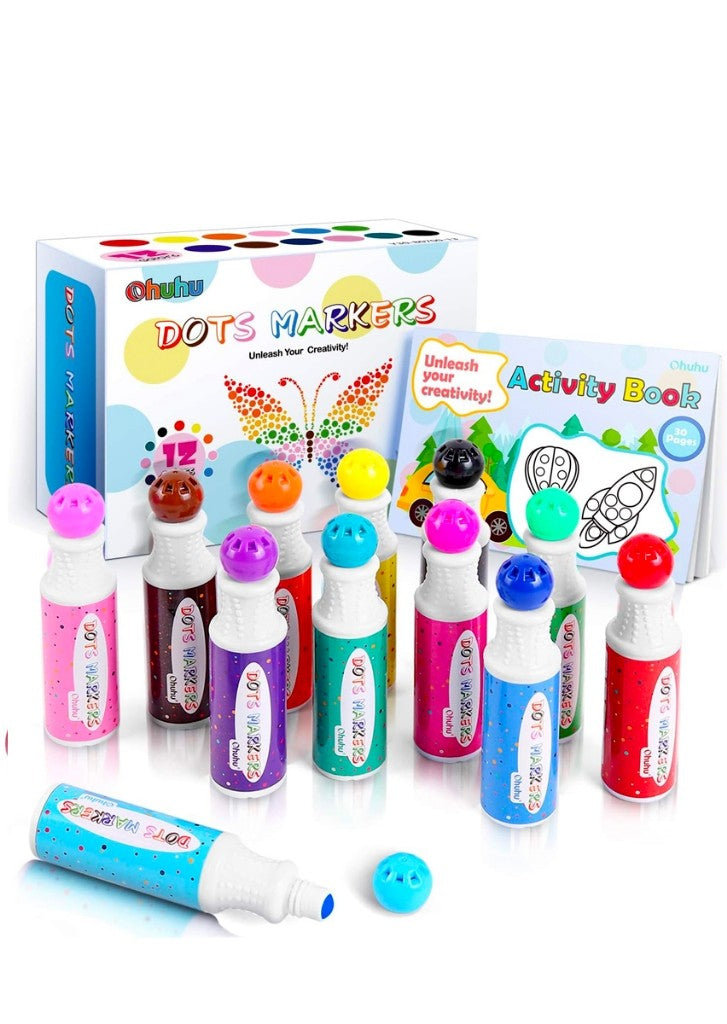 Ohuhu Dot Paint Markers Kit, 8 Colors (40 Ml, 1.41 Oz.) [Water-Based Non-Toxic]