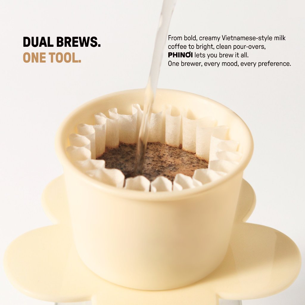 The Phinoi Coffee Dripper Modern Vietnamese Pour Over 1 - 2 Cups [Ivory White]