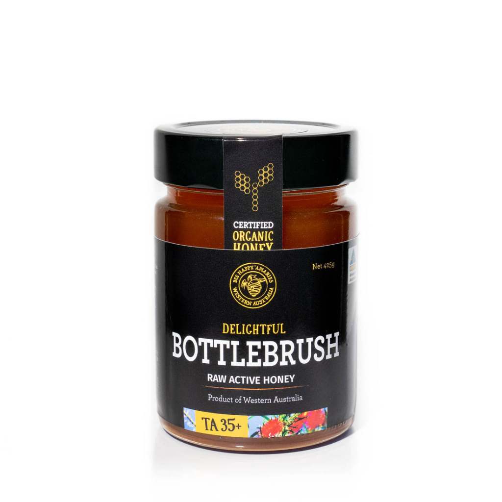 Certified Organic Bottlebrush TA35+ Active Honey from Western Australia by Bee Happy® Apiaries [275/425g]