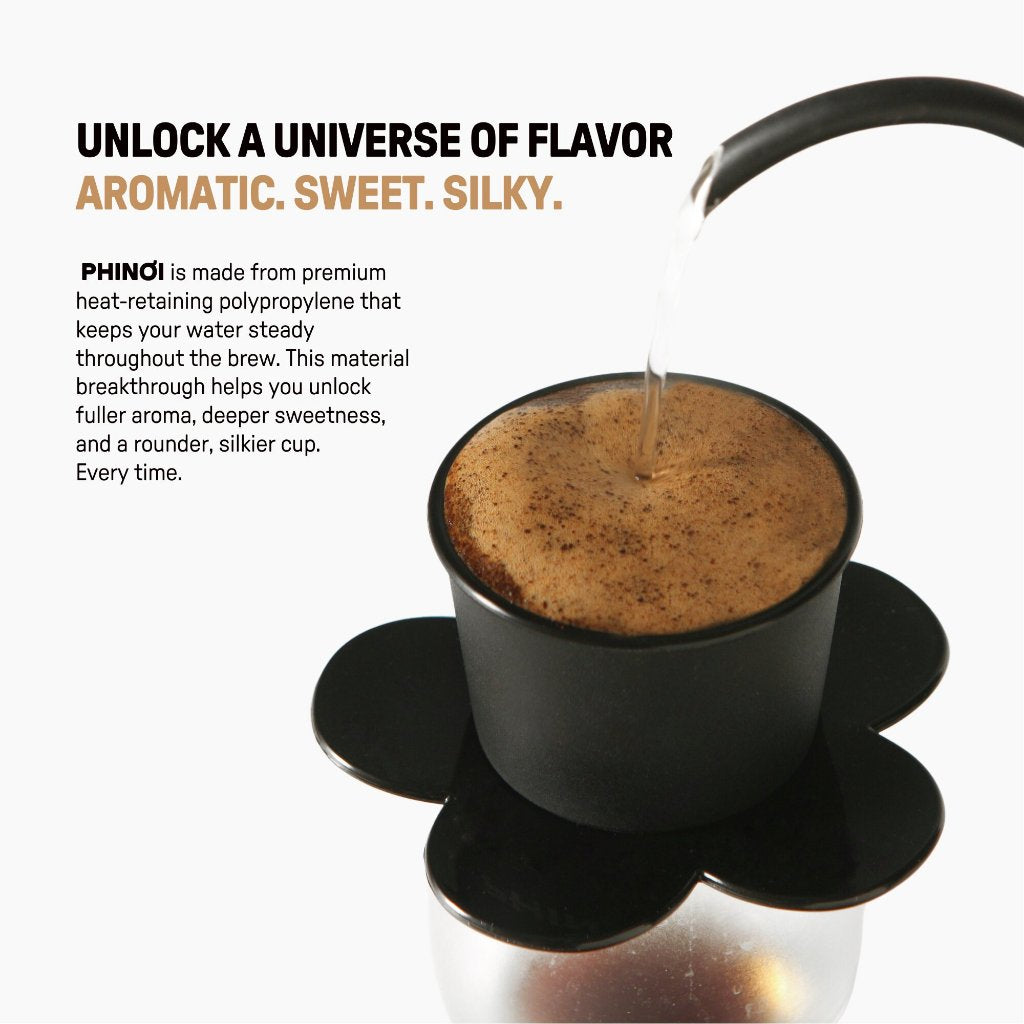 The Phinoi Coffee Dripper Modern Vietnamese Pour Over 1 - 2 Cups [Black]