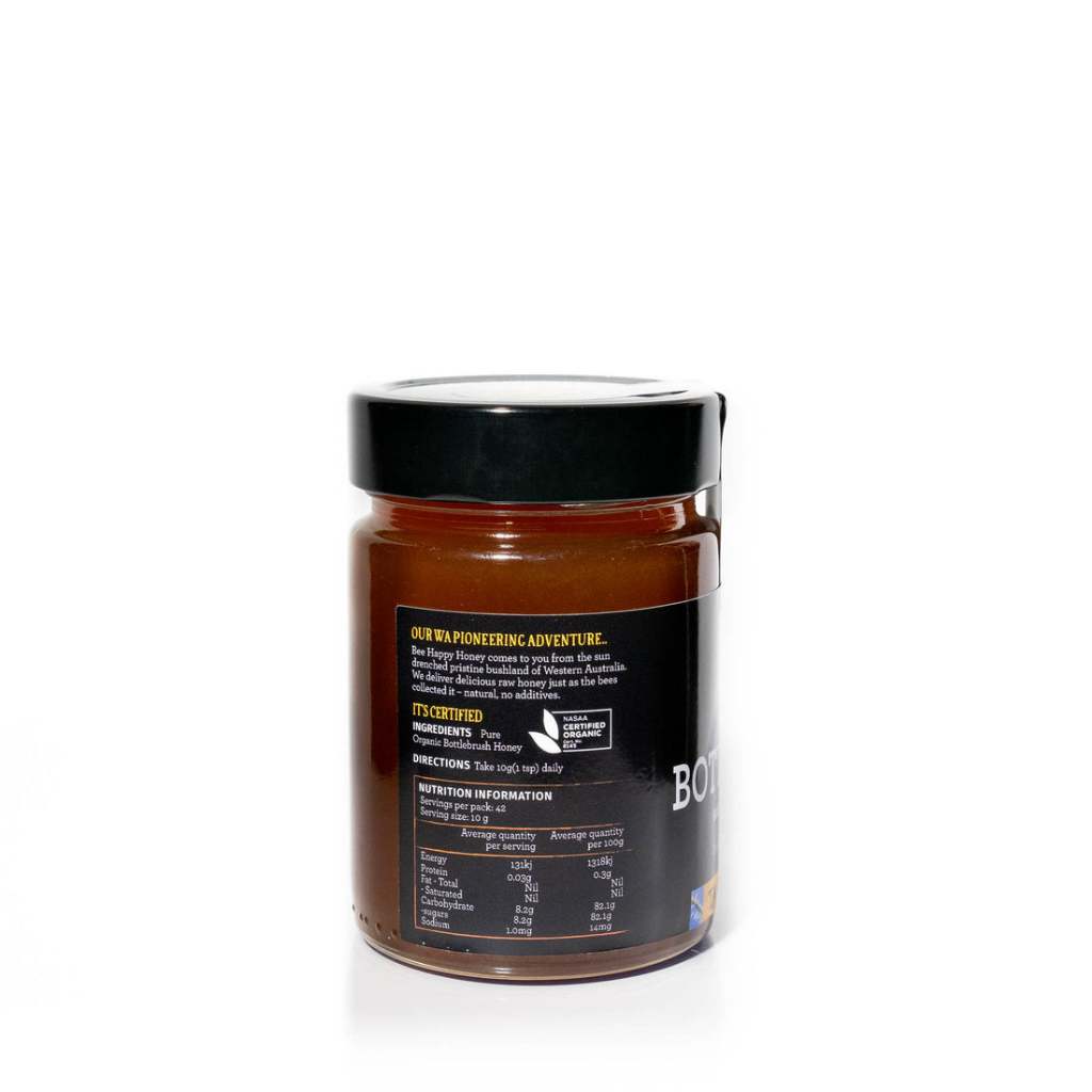 Certified Organic Bottlebrush TA35+ Active Honey from Western Australia by Bee Happy® Apiaries [275/425g]