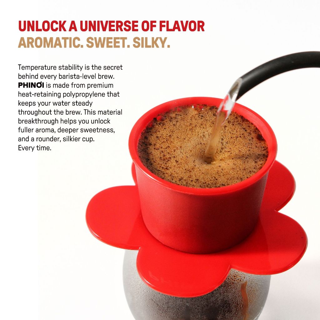 The Phinoi Coffee Dripper Modern Vietnamese Pour Over 1 - 2 Cups [Red]