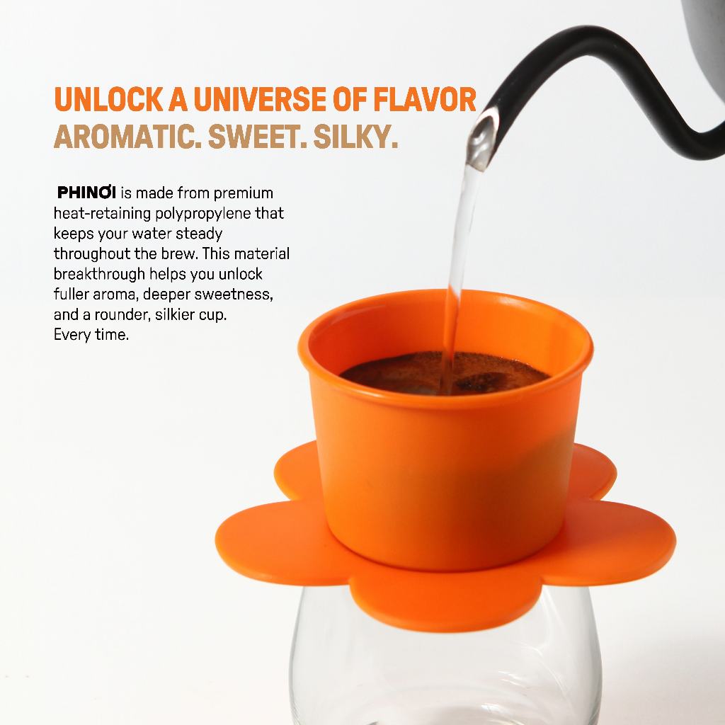 The Phinoi Coffee Dripper Modern Vietnamese Pour Over 1 - 2 Cups [Orange]