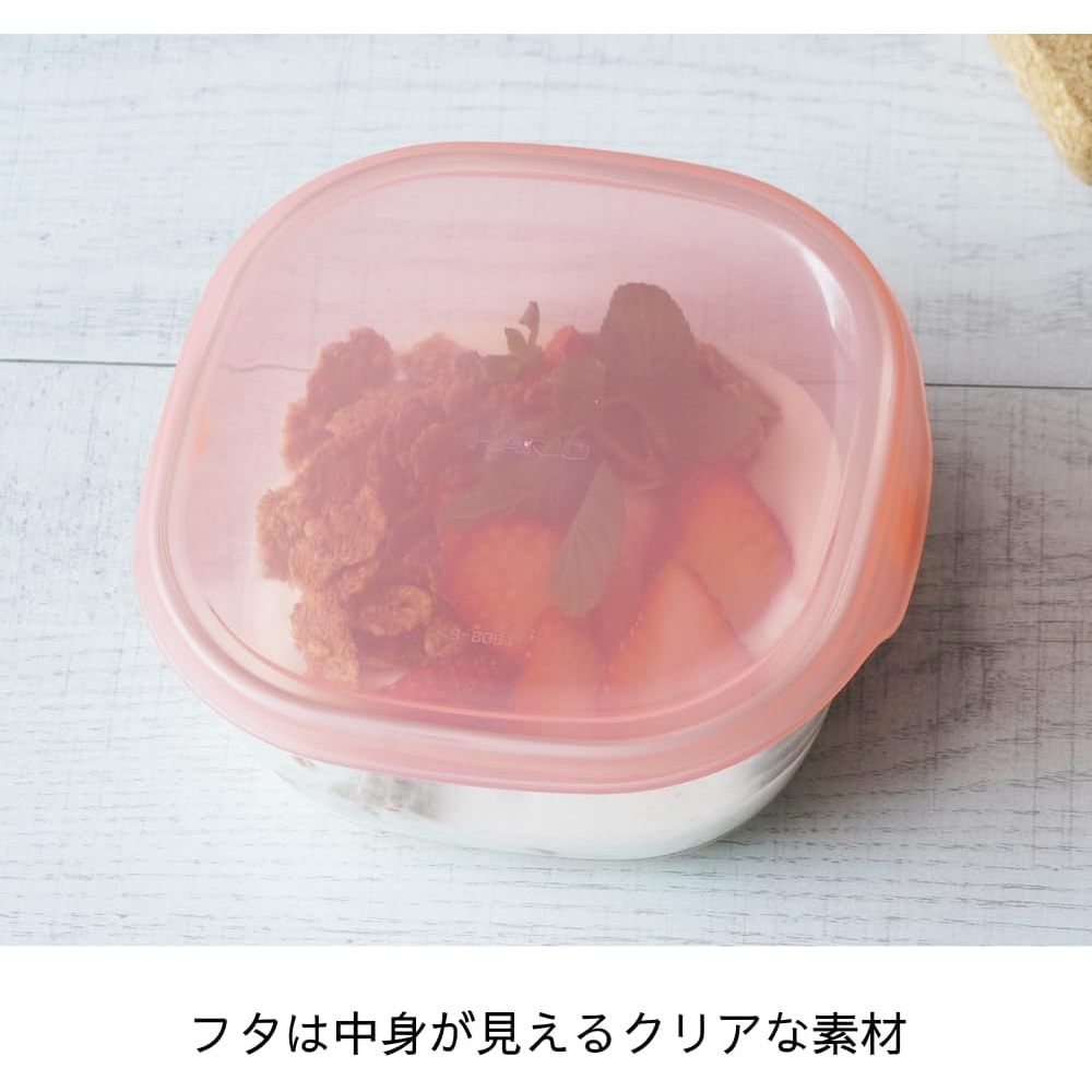 Hario Heat Resistant Glass Storage Container Set of 3 Same Size 600ml [Salmon Pink]