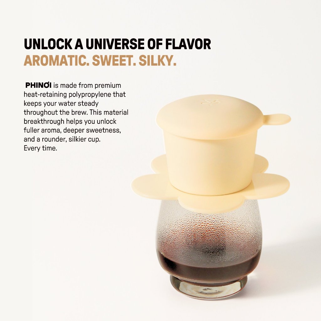The Phinoi Coffee Dripper Modern Vietnamese Pour Over 1 - 2 Cups [Ivory White]