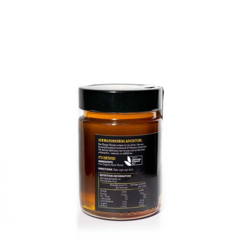 Certified Organic Marri TA35+ Active Honey from Western Australia by Bee Happy® Apiaries [275/425g]
