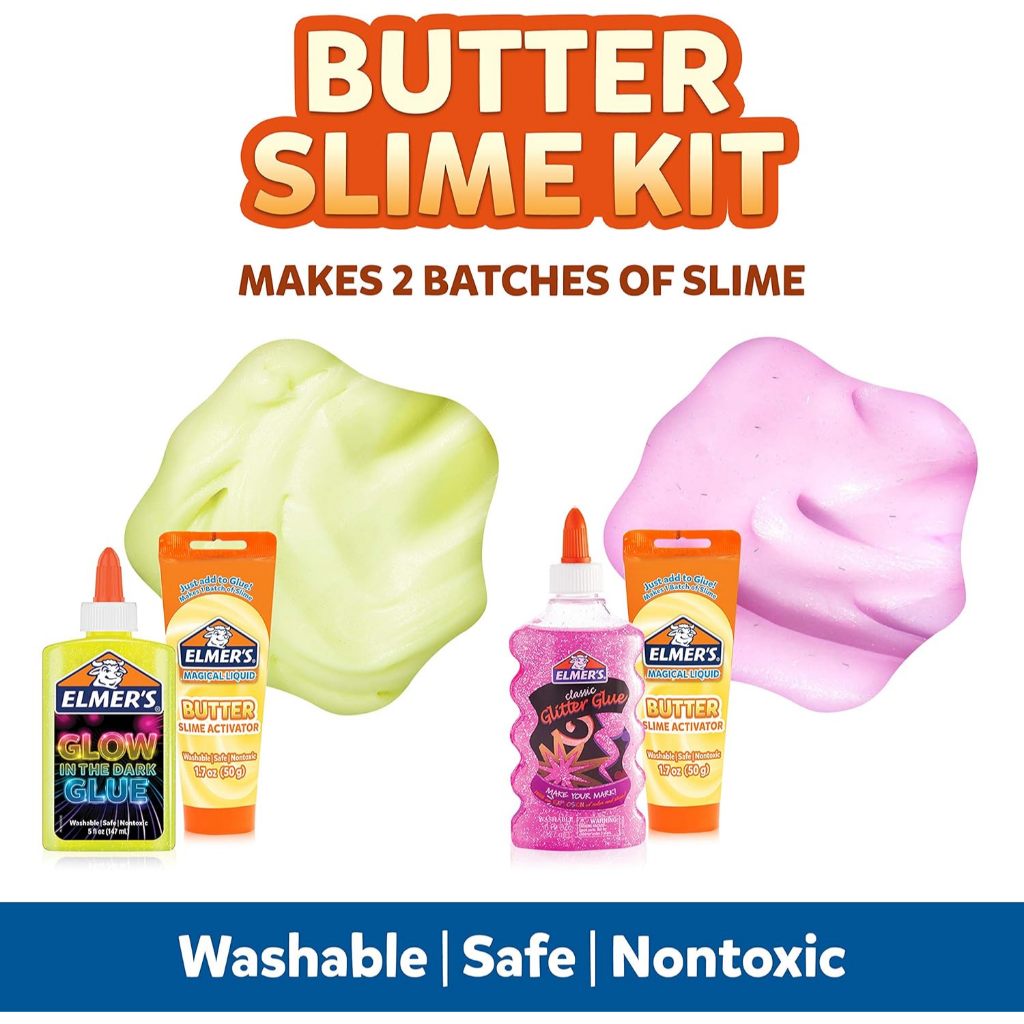 Elmer’s DIY Butter Slime Kit – Glow‑in‑the‑Dark & Glitter Edition [4 Piece Pack]