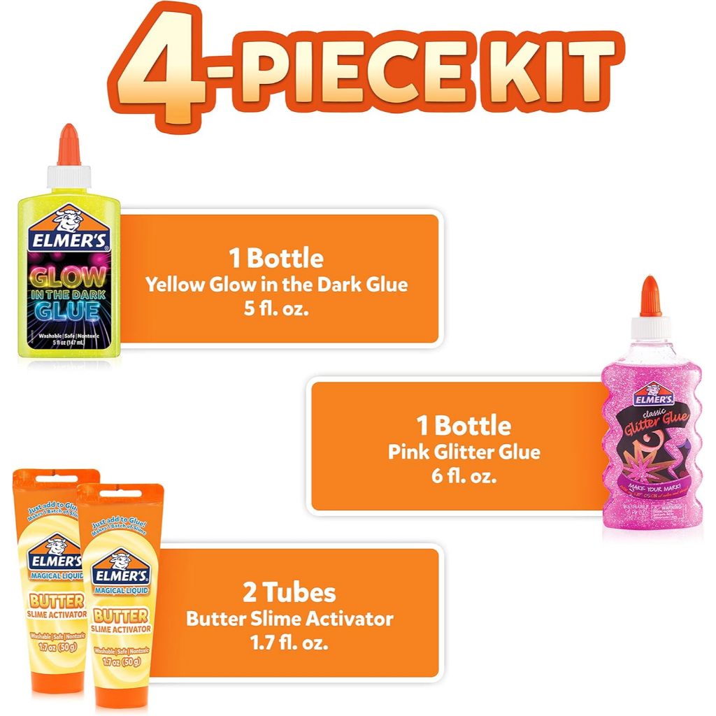 Elmer’s DIY Butter Slime Kit – Glow‑in‑the‑Dark & Glitter Edition [4 Piece Pack]