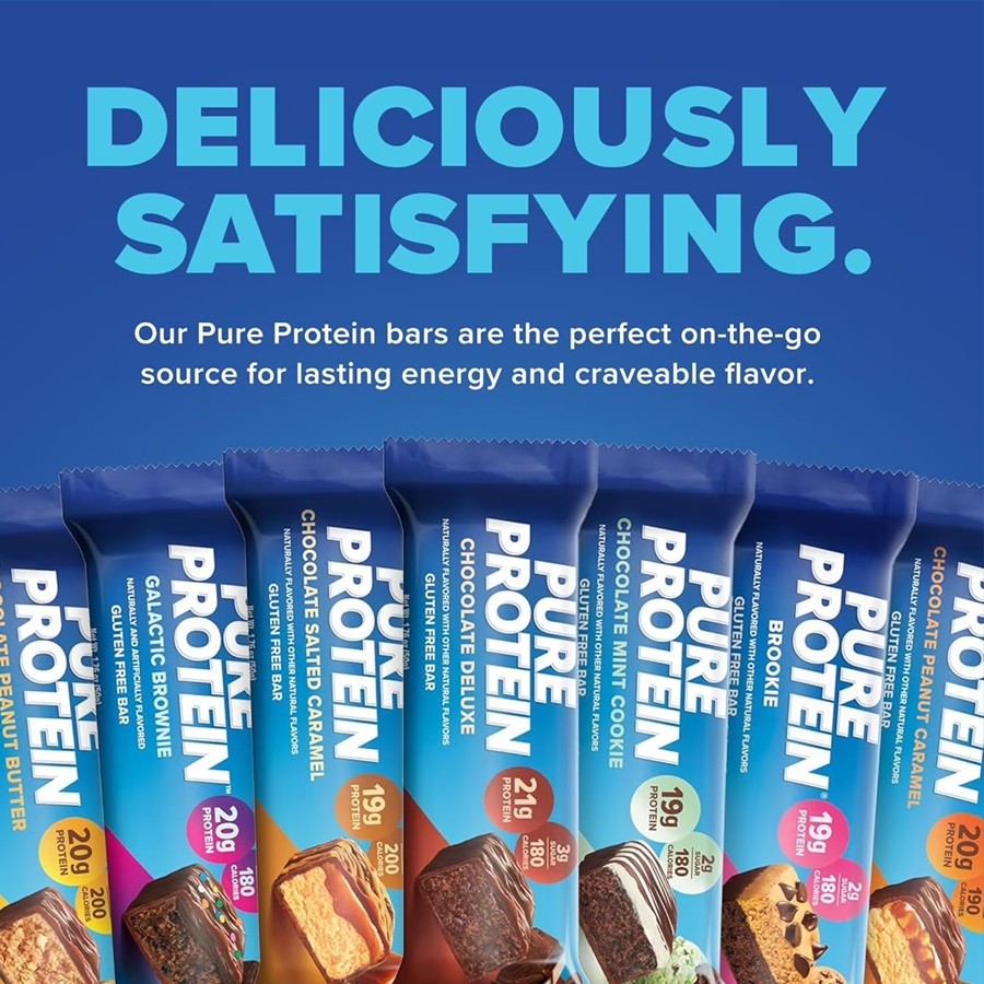 Pure Protein Bar [12pcs] Variety High Protein Snack Low Sugar Energy Muscle Fuel
