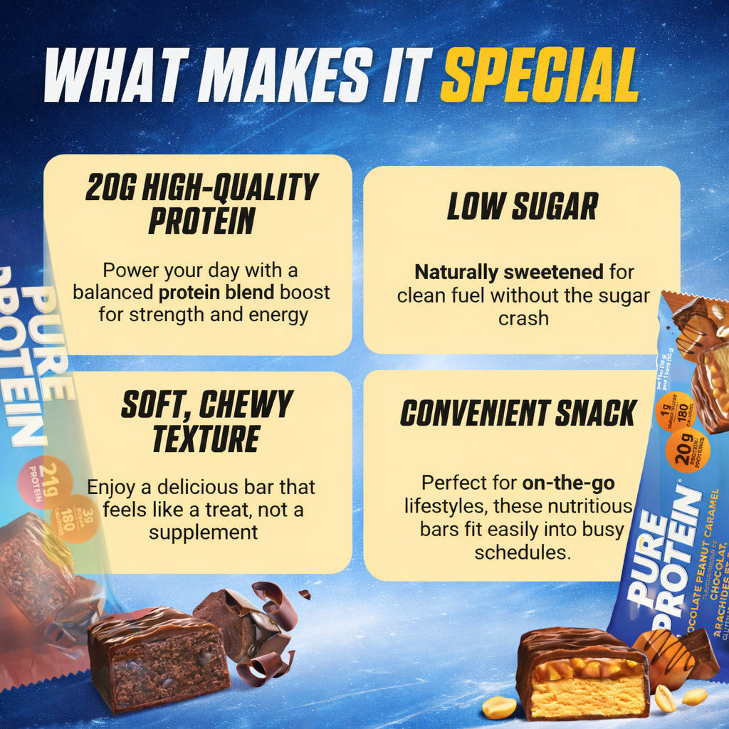 Pure Protein Bar [12pcs] Variety High Protein Snack Low Sugar Energy Muscle Fuel
