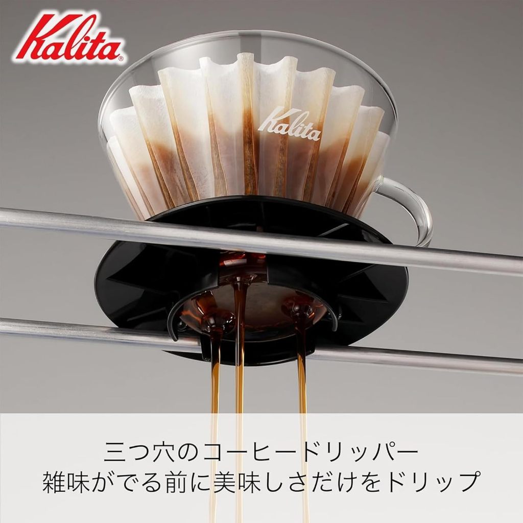 Kalita Wave Pour Over Coffee Dripper – Size 155 / 185, Heat-Resistant Glass, Black