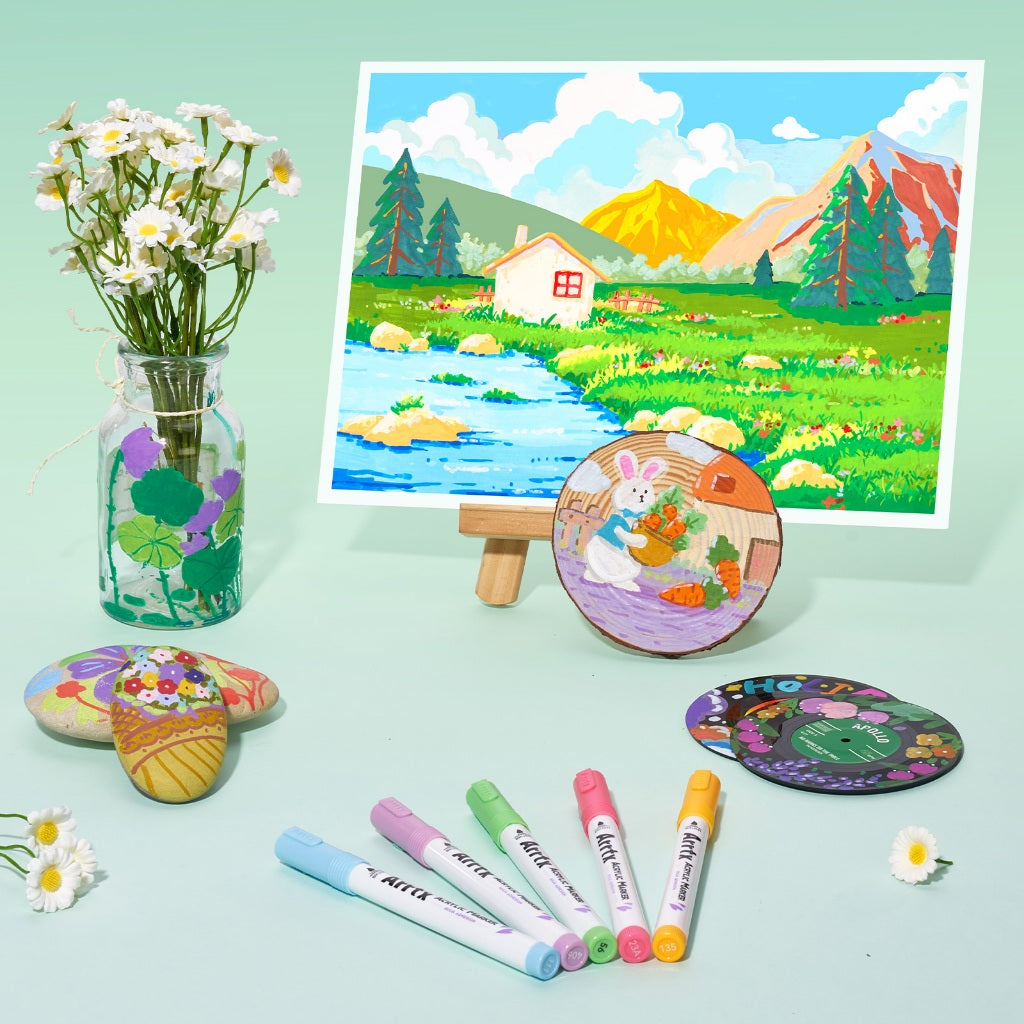 Arrtx 90B Acrylic Paint Markers Brush Tip – Landscape Color Collection