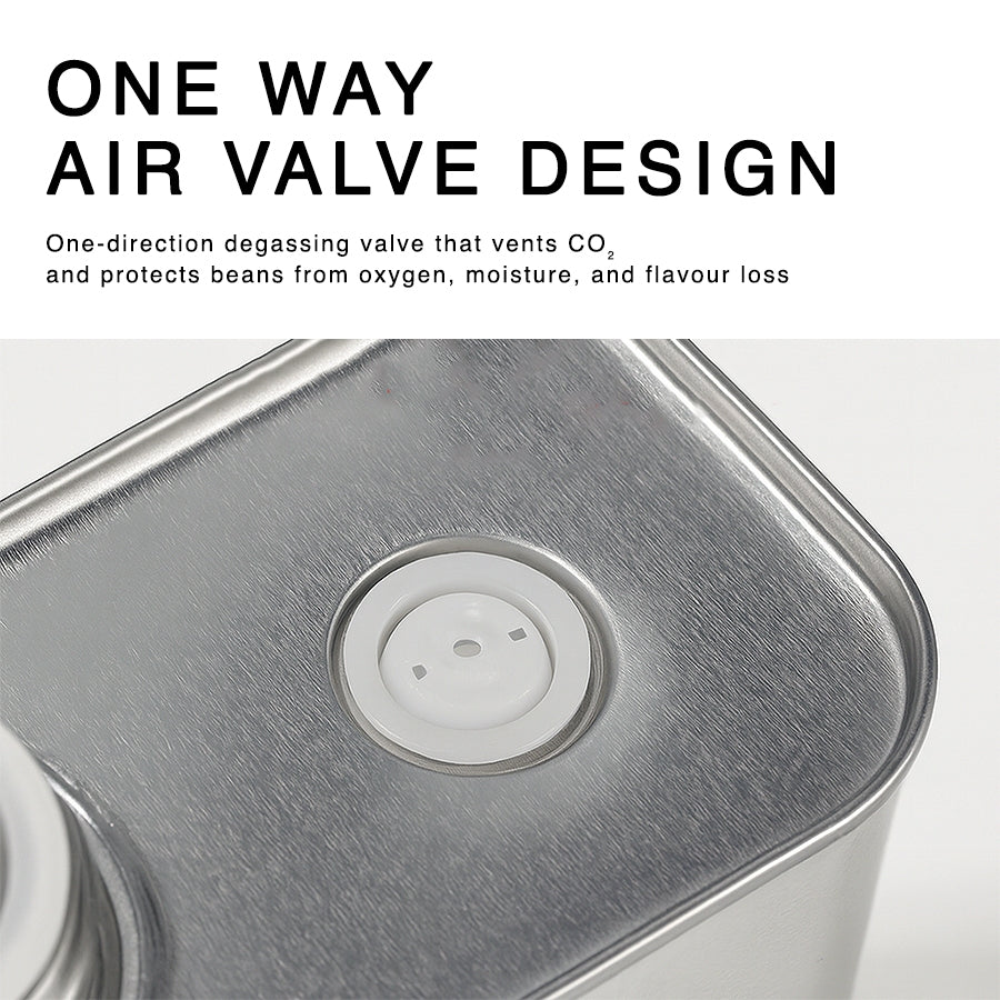 Coffee Storage Tin Can 200g | Airtight One-Way Valve, Minimalist Freshness Keeper for Coffee Beans