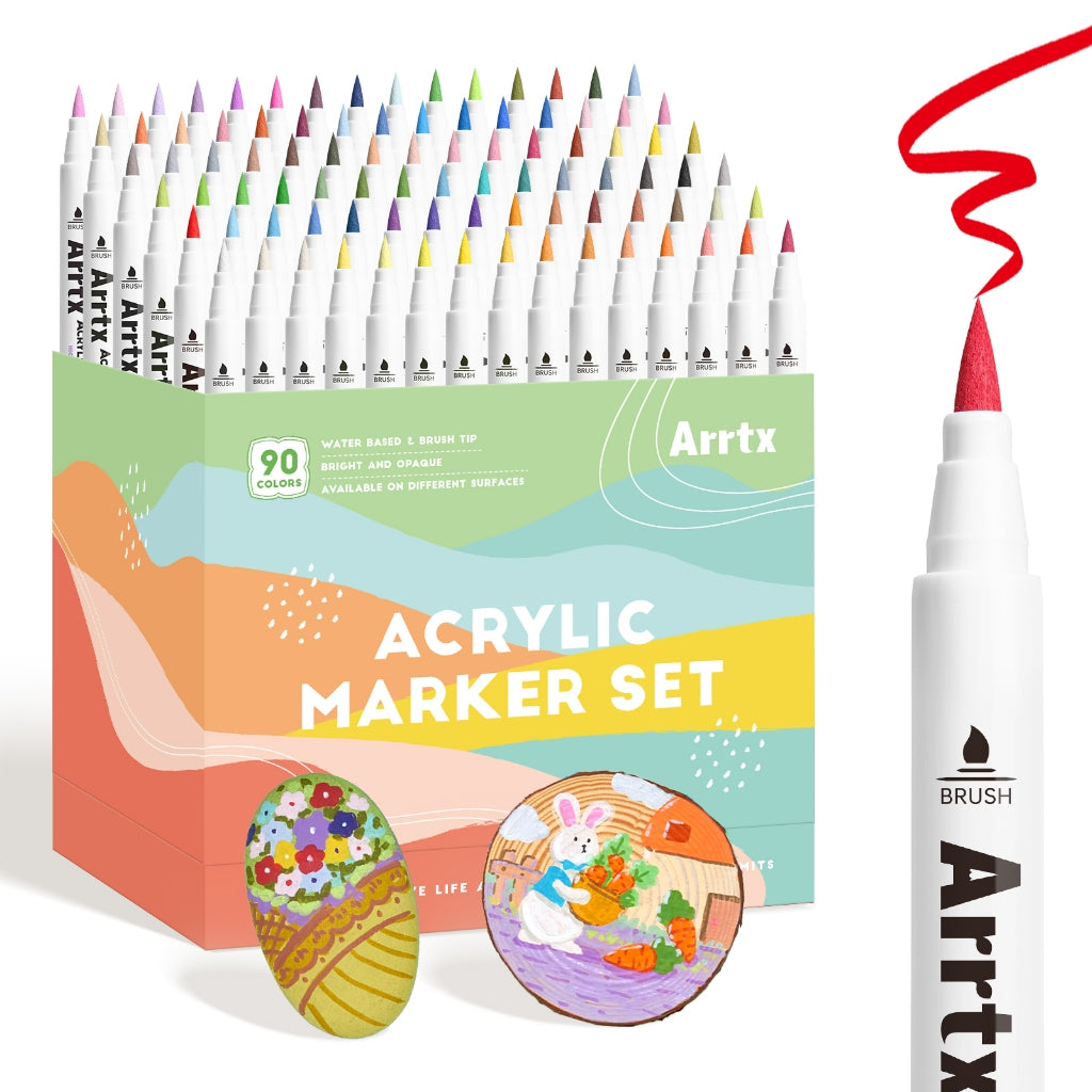 Arrtx 90B Acrylic Paint Markers Brush Tip – Landscape Color Collection