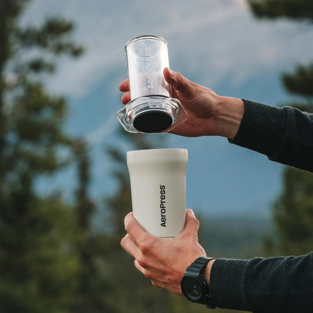 AeroPress Go Plus Travel Coffee Kit [Cream] Brew Anywhere | Complete 3-in-1 Portable Coffee System