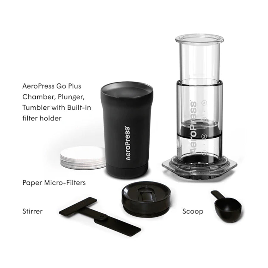 AeroPress Go Plus Travel Coffee Kit [Cream] Brew Anywhere | Complete 3-in-1 Portable Coffee System