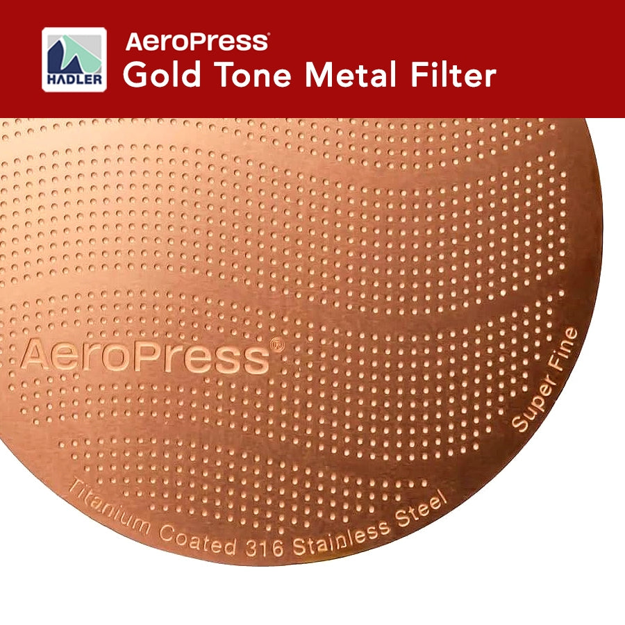 AeroPress Gold Tone Metal Filter Standard | Reusable Titanium-Coated 316 Stainless Steel Filter