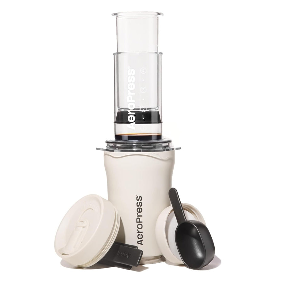 AeroPress Go Plus Travel Coffee Kit [Cream] Brew Anywhere | Complete 3-in-1 Portable Coffee System