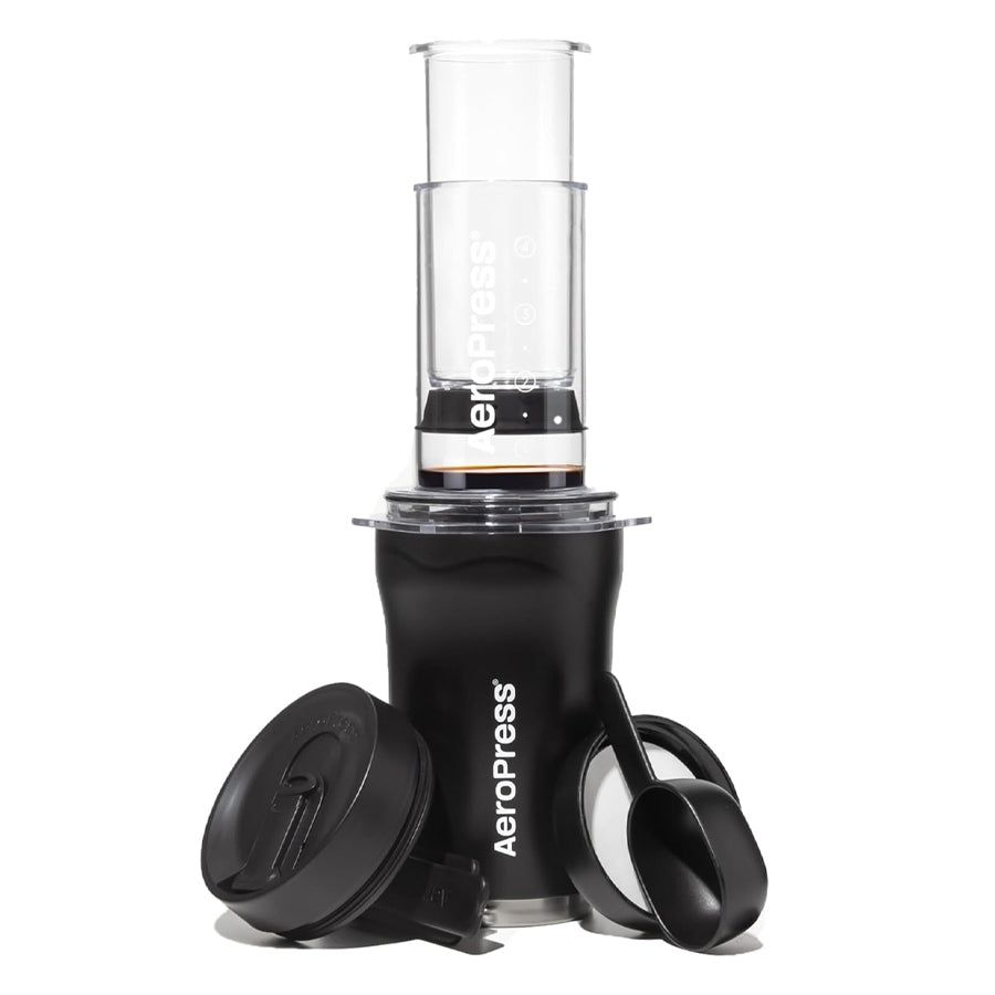AeroPress Go Plus Travel Coffee Kit [Black] Brew Anywhere | Complete 3-in-1 Portable Coffee System