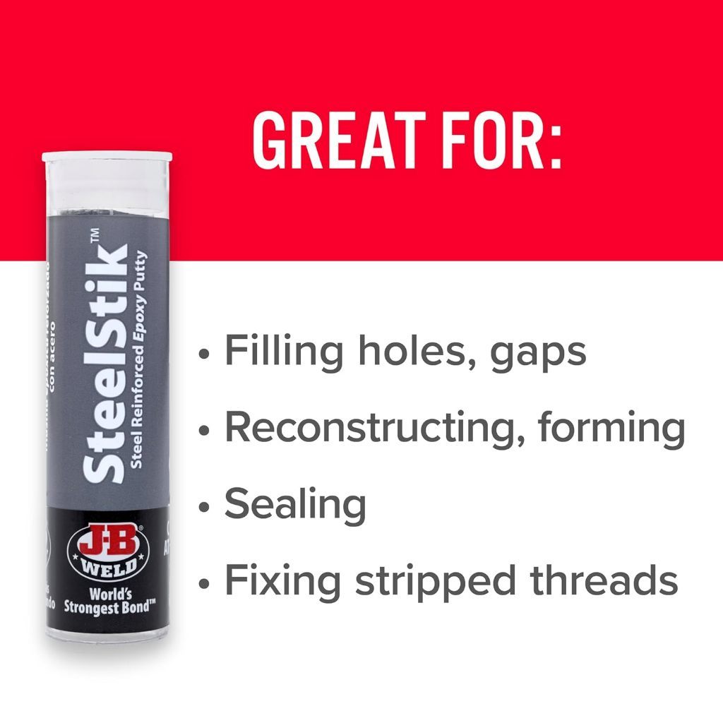 J-B Weld SteelStik Steel Reinforced Epoxy Putty Stick 2oz | Fast Setting Metal Repair Putty