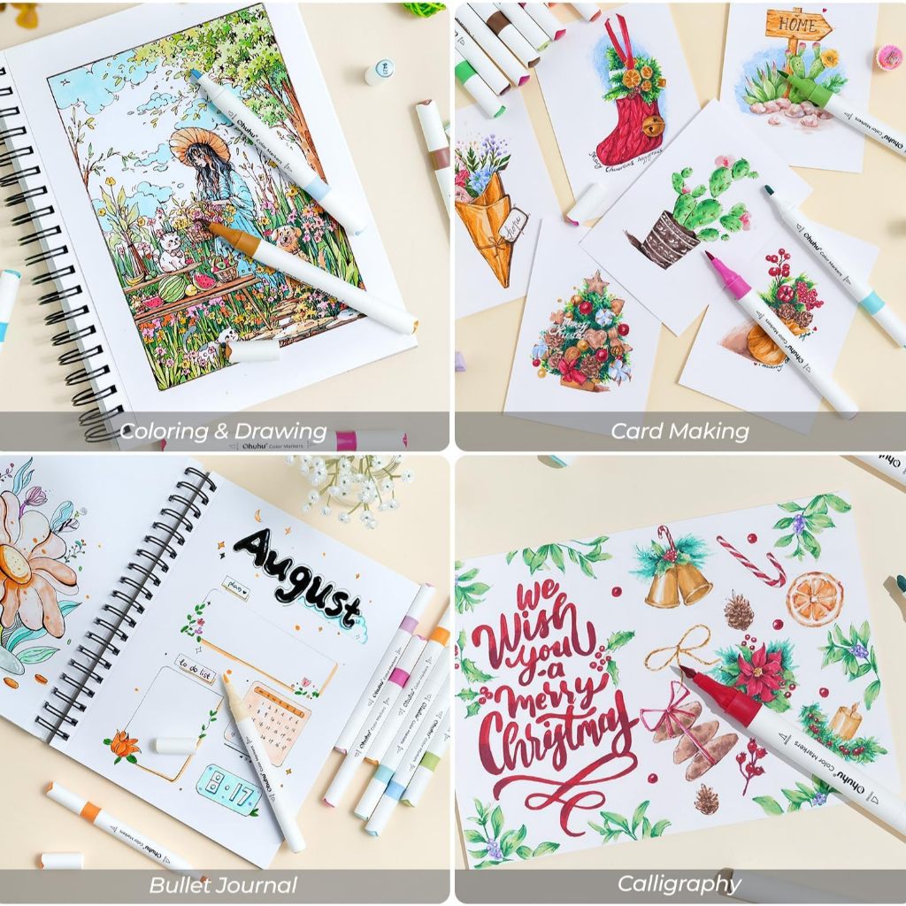 Ohuhu 64-Color Dual Tip Brush and Chisel Water Based Markers