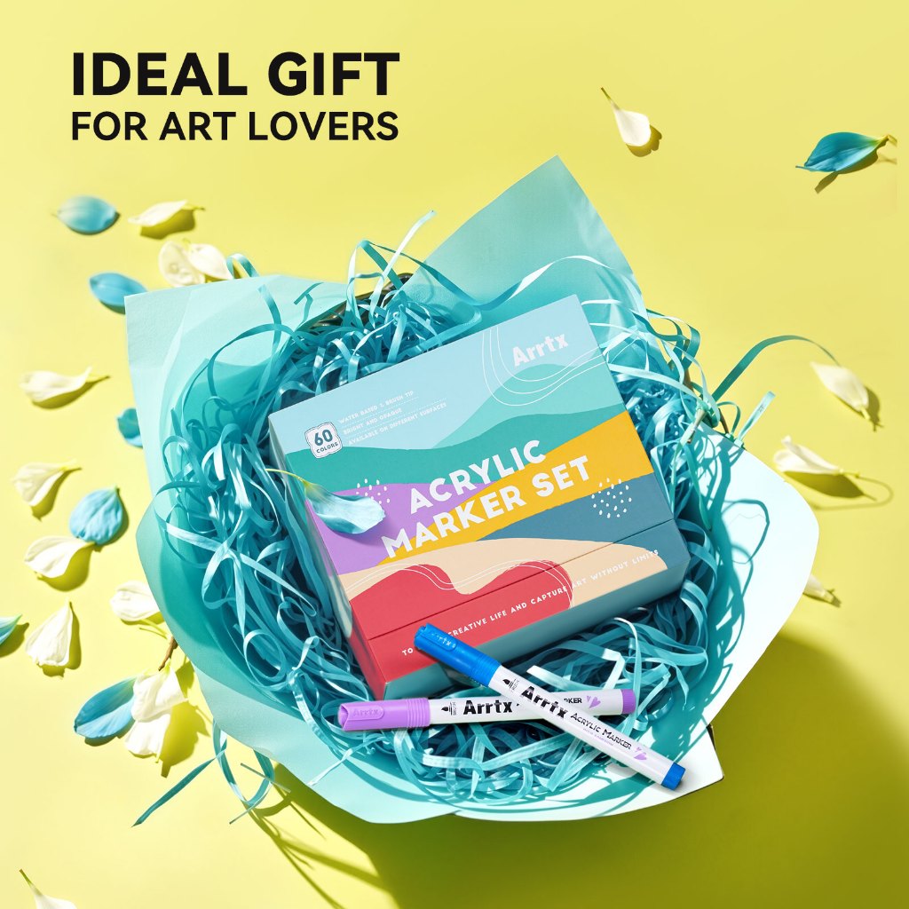 Arrtx 60 Colors Acrylic Marker Brush Tip Set C