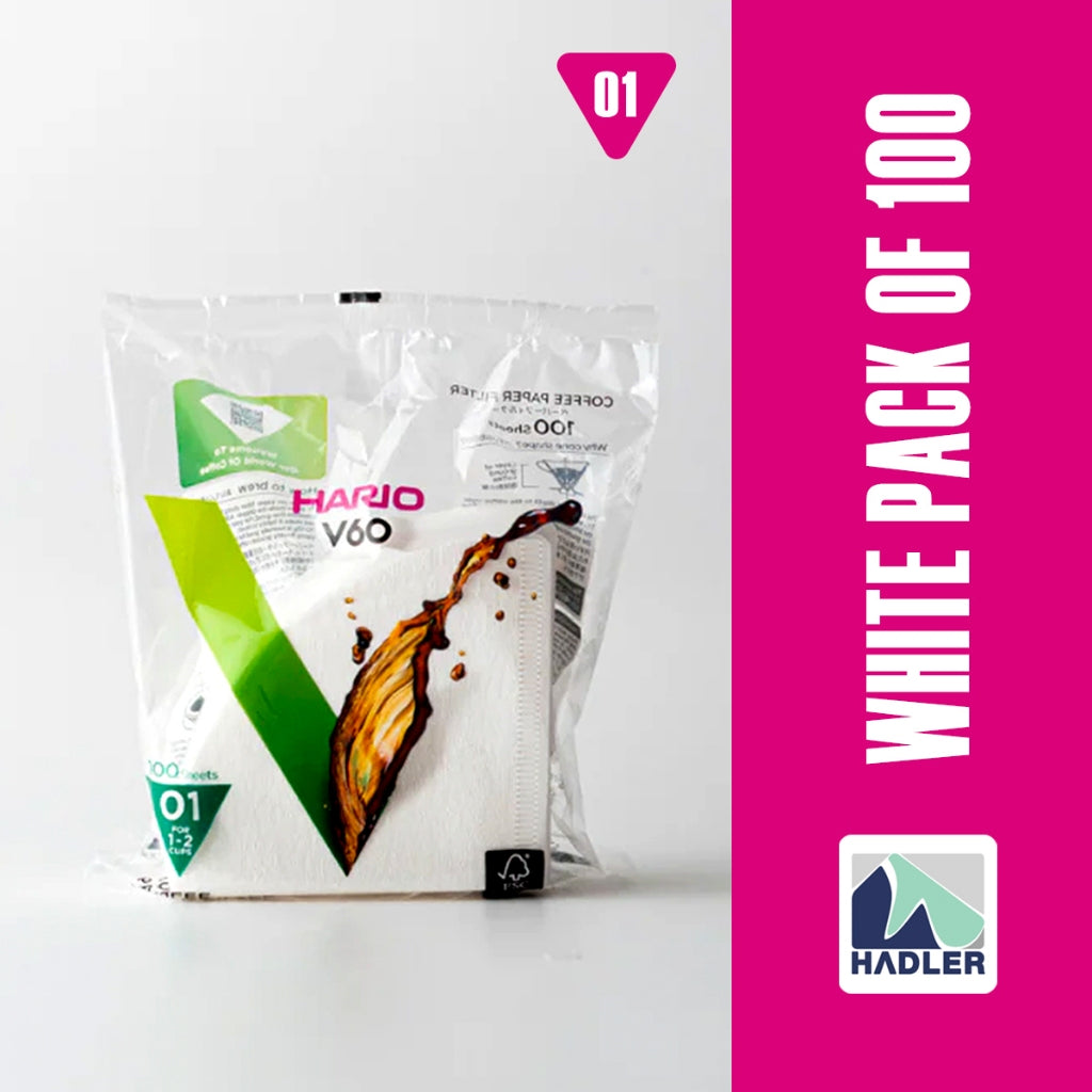 Hario V60 White Paper Coffee Filters – Size 01 (100 Sheets)