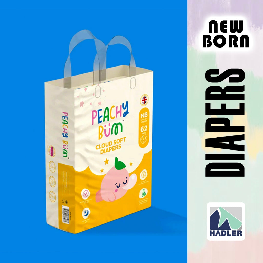 Peachy Bum Cloud Soft Tape Diapers - For New Born (62 Diapers)